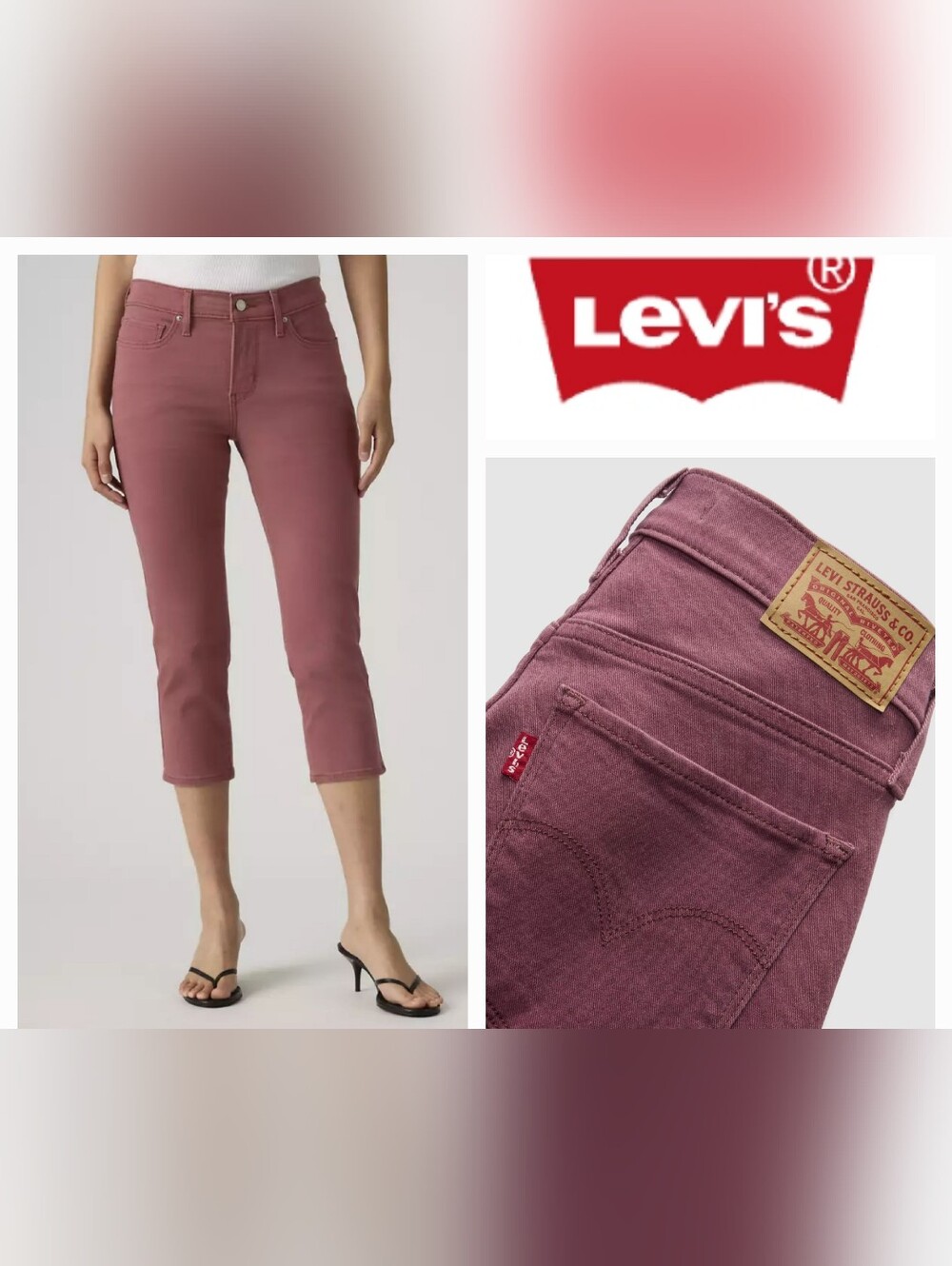 Levi's 311 Shaping Jeans Skinny Capris Crushed Berry Sz 29 Cabincore